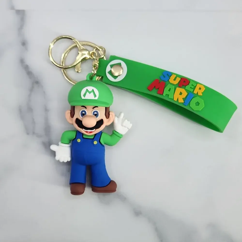 *NEW* Mario! Super Mario 3D Figure Keychain & Strap Green Figure Pointing up!